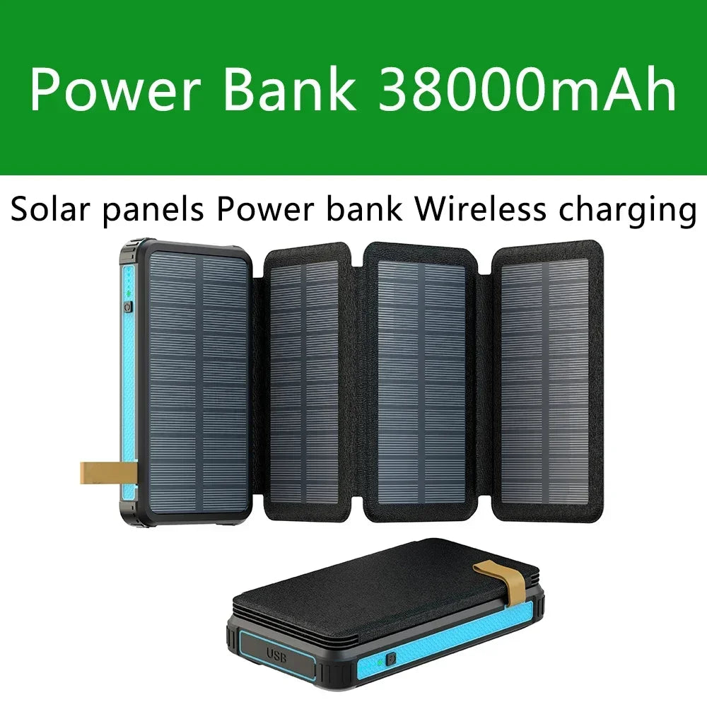 Solar Power Bank Waterproof Outdoor Camping Portable Folding Solar Panels 5V 2A USB Output Sun Power For Phone Real capacity